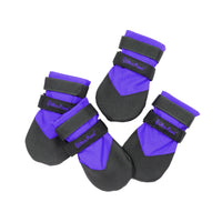 Four purple dog boots for winter