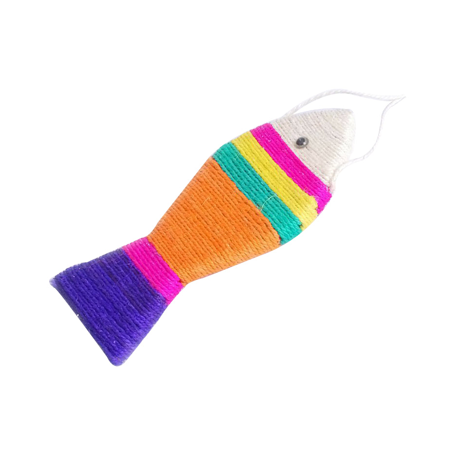 Colourful cat scratcher shaped like a fish