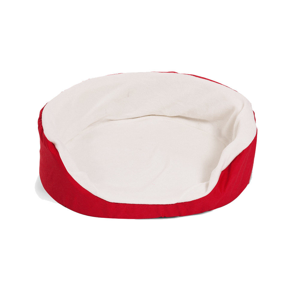 A red pet bed for cats and small dogs
