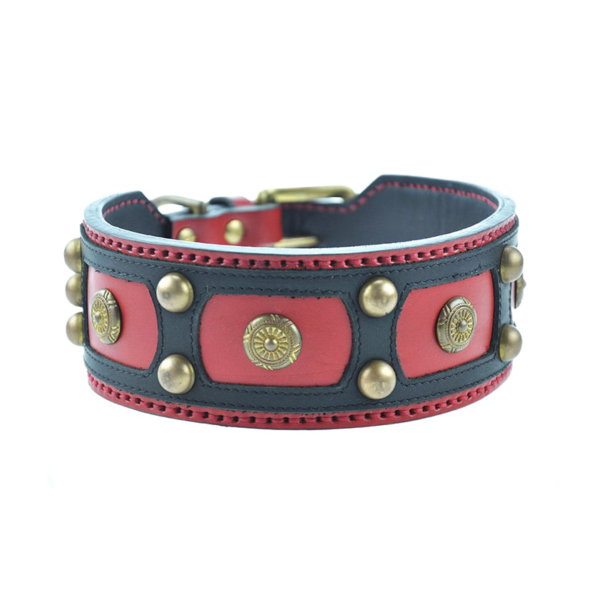 A red and black dog collar