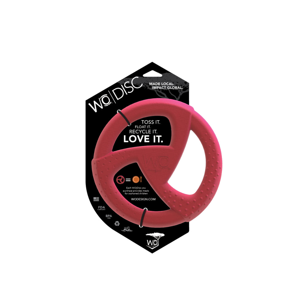 A red dog disc for playing frisbee