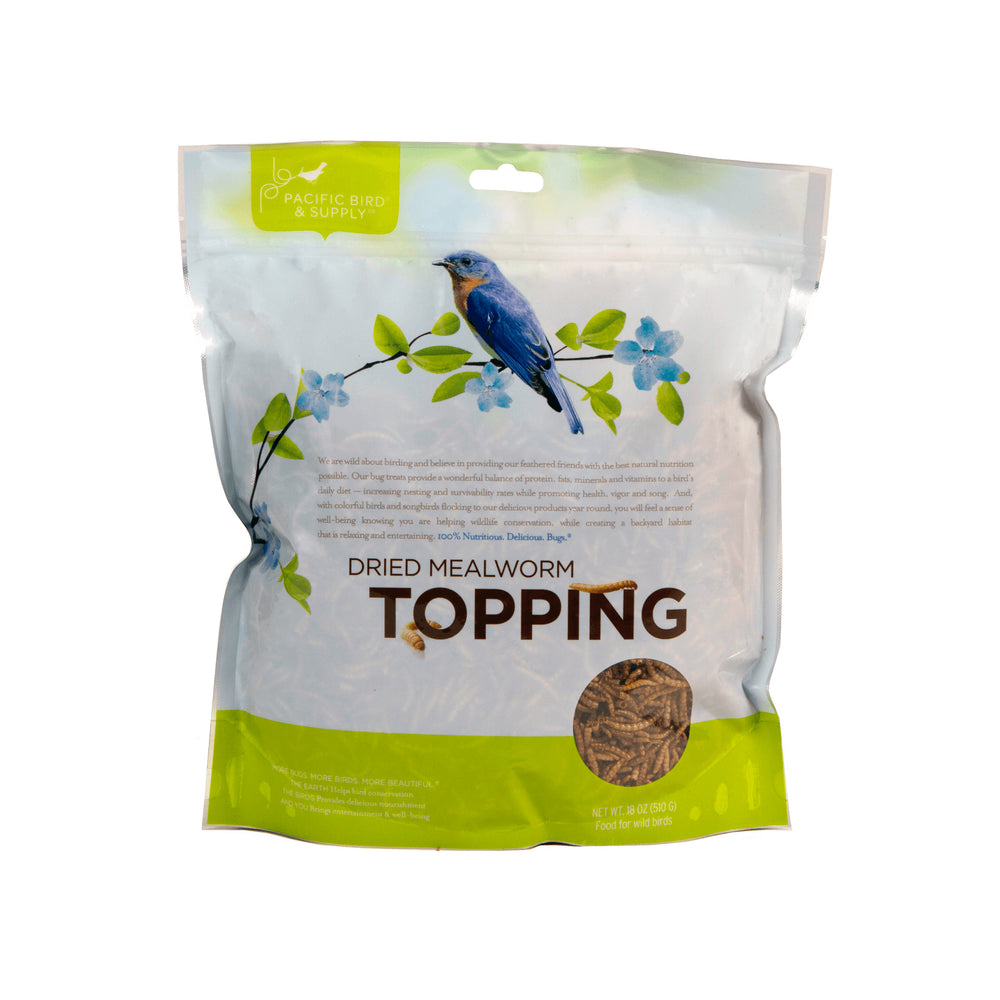 A bag of dried mealworms for feeding pet birds