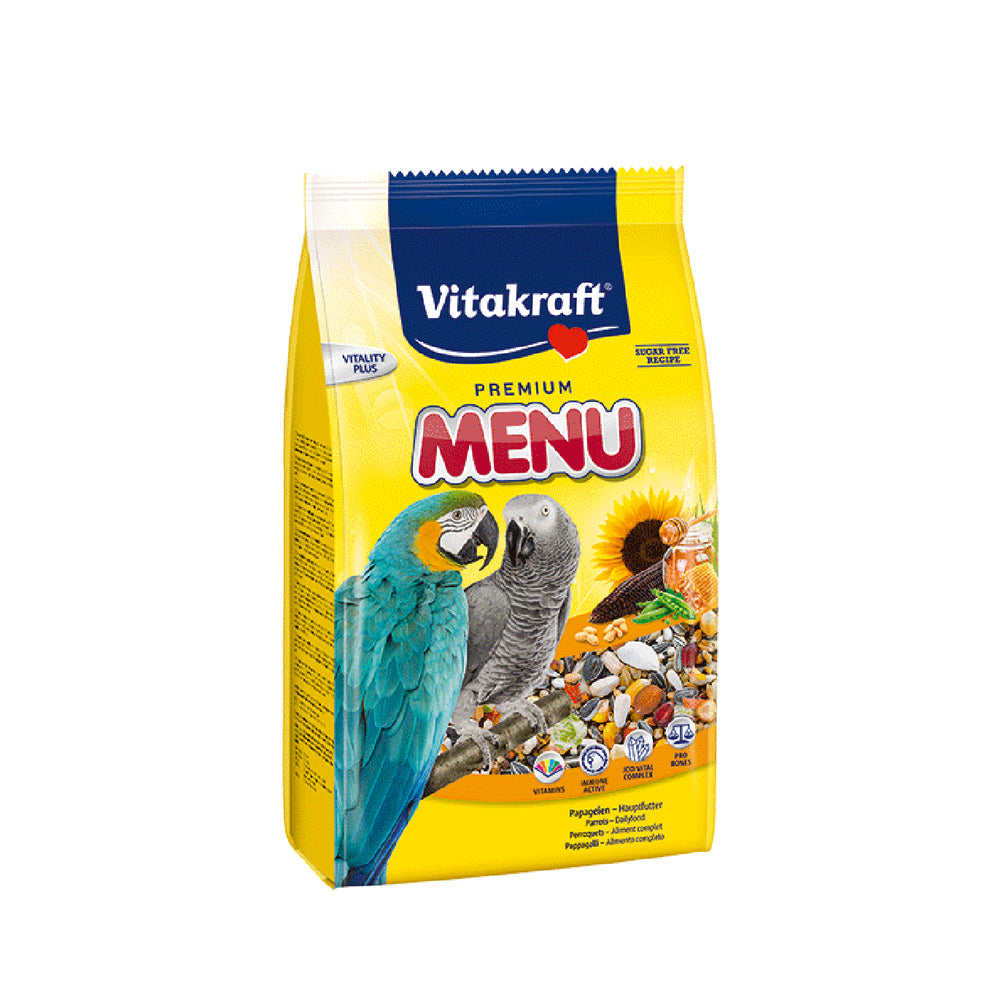 Parrot food in a bag
