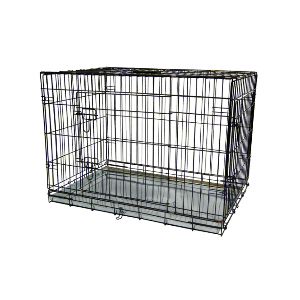 A black crate for puppies