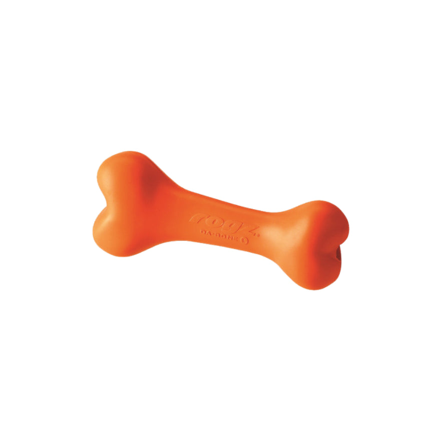 An orange bone toy for dogs