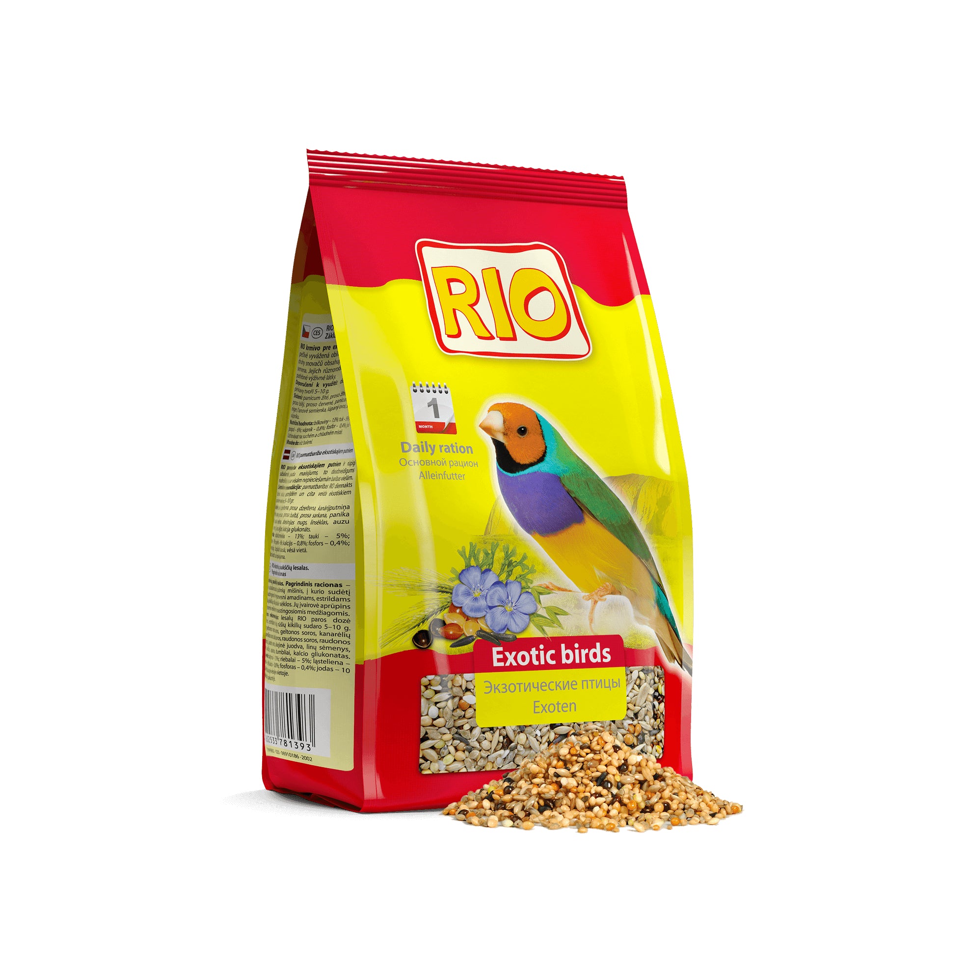 A bag of food for exotic birds