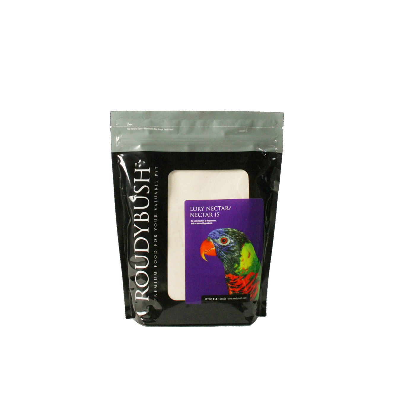 A bag of lory nectar for pet birds